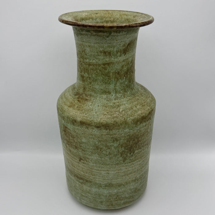 Vaso ceramica smaltata verde design italiano 1970 ca