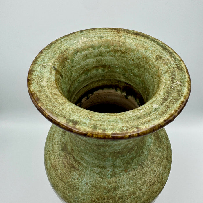 Vaso ceramica smaltata verde design italiano 1970 ca