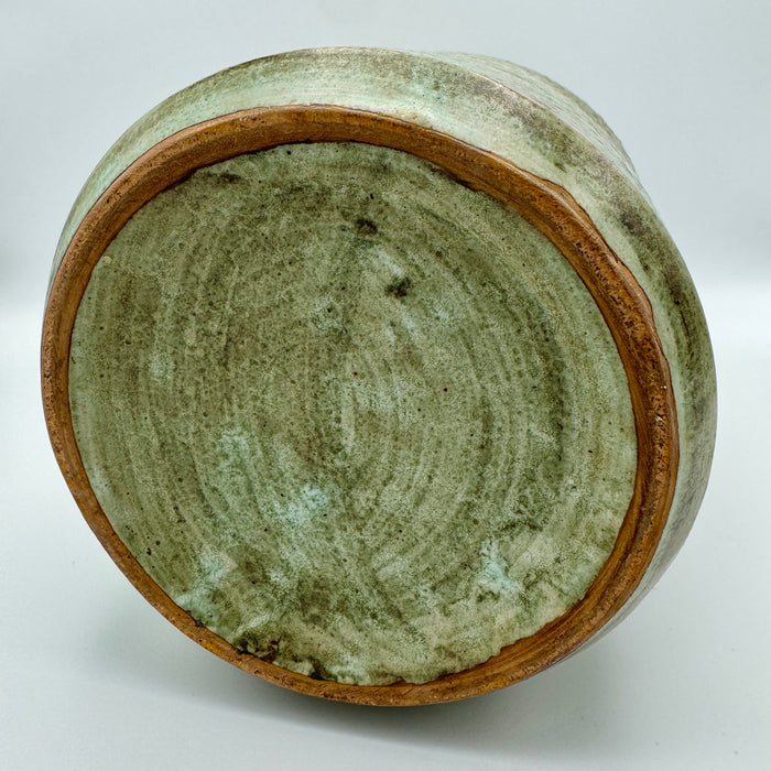 Vaso ceramica smaltata verde design italiano 1970 ca