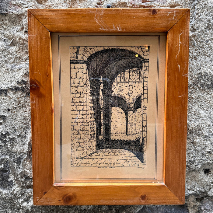 Luigi Scattina – “Cortile del Palazzo (Siena)” – incisione su carta – 1931