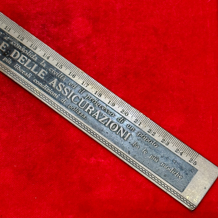 Regio Istituto Nazionale Assicurazioni righello pubblicitario ferro ventennio 1930 ca