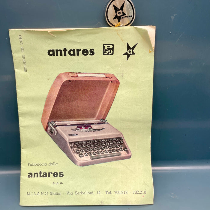 Antares P59 funzionante macchina scrivere con custodia rigida colore sabbia 1960 ca