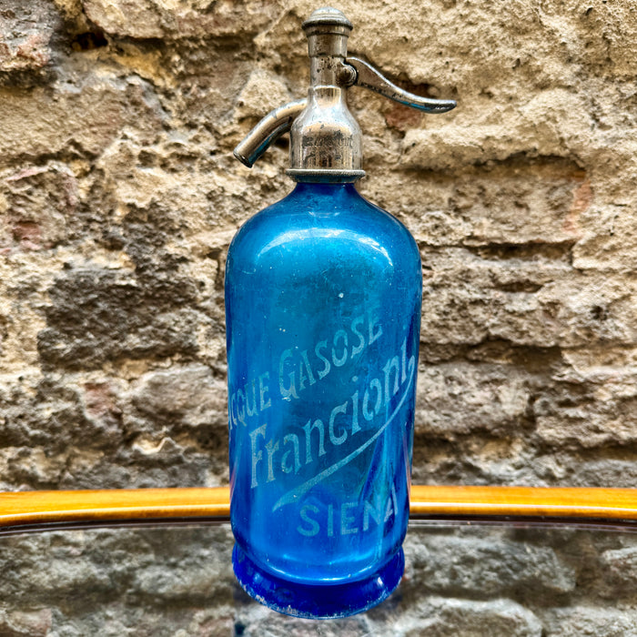 Francioni Siena seltz sifone vetro blu 1900 ca