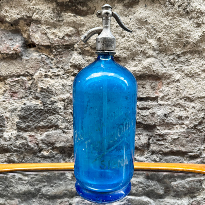 Francioni Siena seltz sifone XL vetro blu 1900 ca