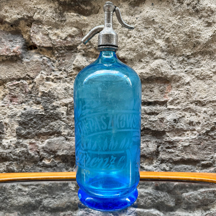 Paszkowski Firenze seltz sifone XL vetro blu 1900 ca