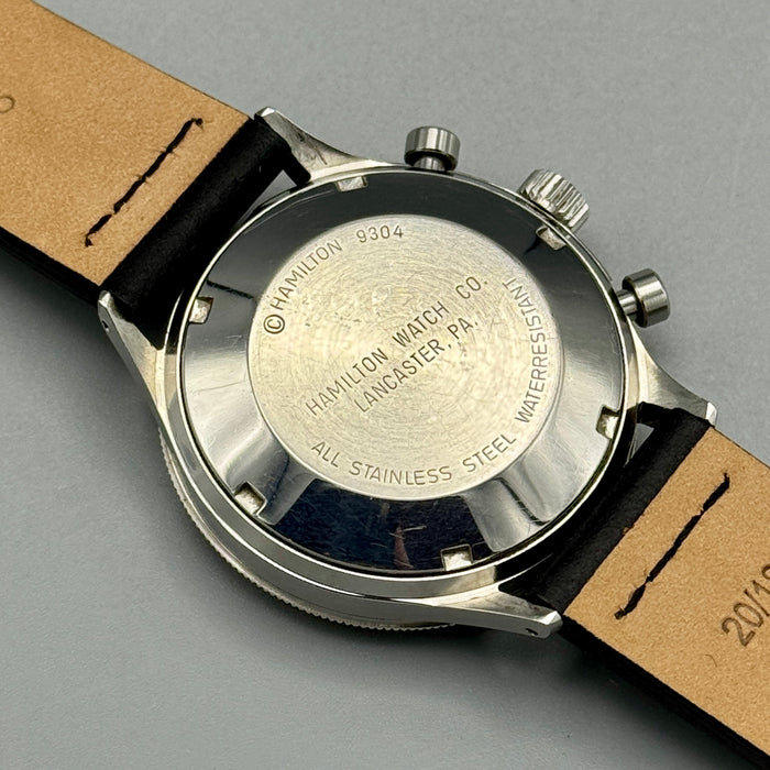 Hamilton chronograph ref. 9304 Lancaster orologio polso 38mm automatico acciaio 1990 ca