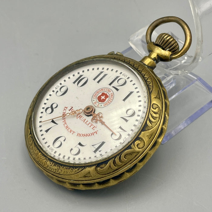 Roskopf cronometro Svizzero orologio da tasca placcato da revisionare 1920 ca