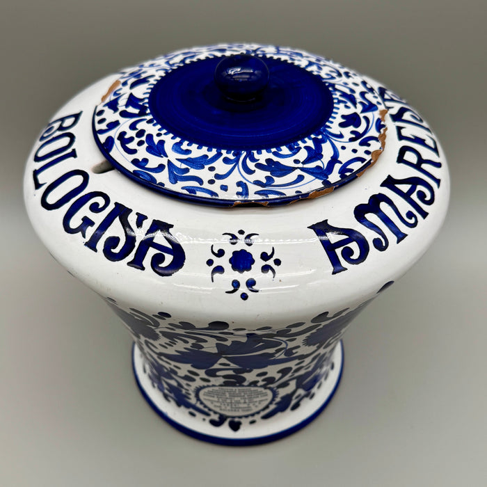 Vaso pubblicitario Amarena Fabbri Bologna Deruta 1980 ca