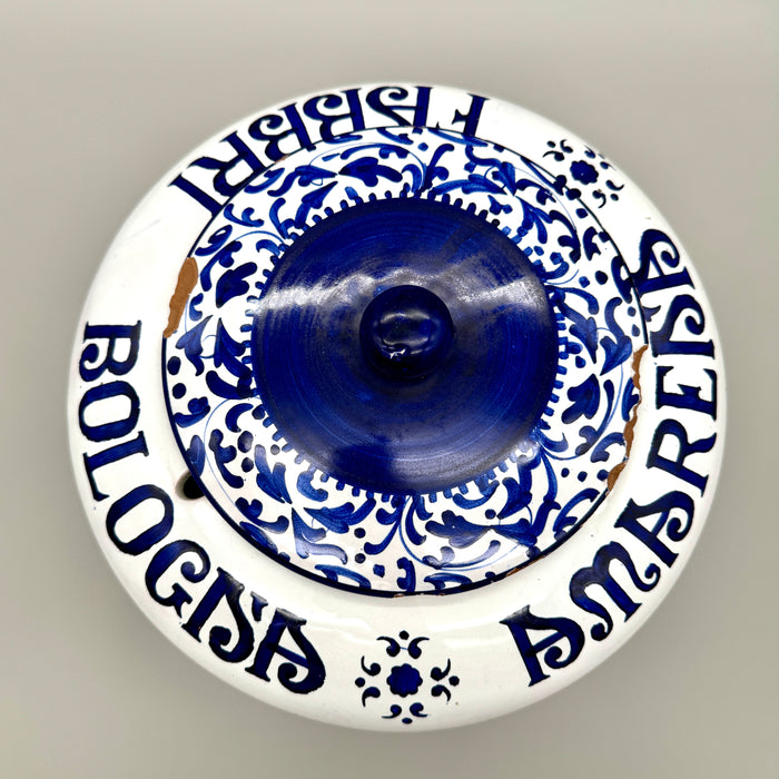 Vaso pubblicitario Amarena Fabbri Bologna Deruta 1980 ca