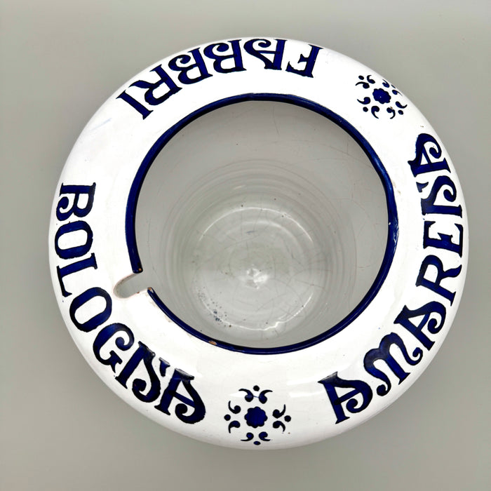 Vaso pubblicitario Amarena Fabbri Bologna Deruta 1980 ca