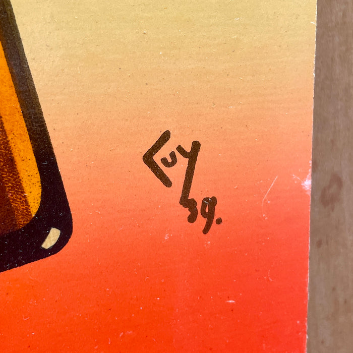 Insegna Wielemans Biere birra cartonata Affiche Marci Bruxelles Belgio 1939