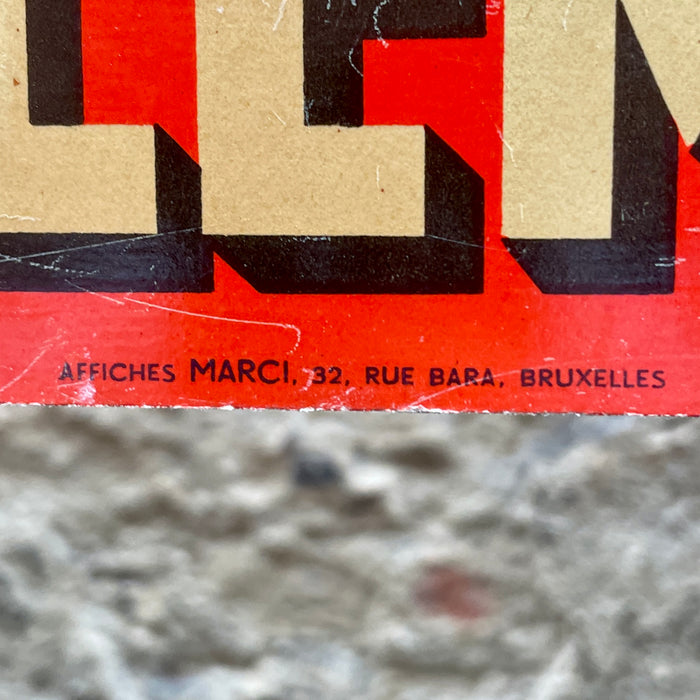 Insegna Wielemans Biere birra cartonata Affiche Marci Bruxelles Belgio 1939