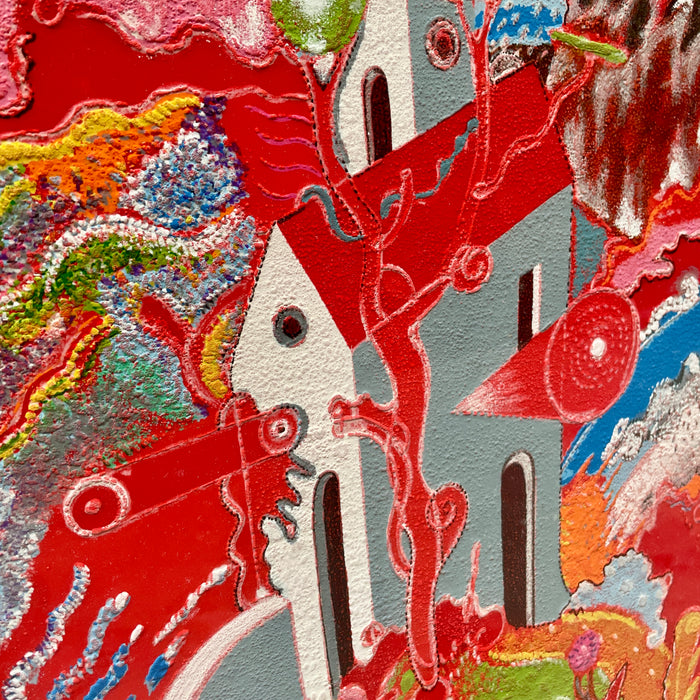 Luca Alinari – “Dentro l'omino di burro” – serigrafia polimaterica su cartone - 2003