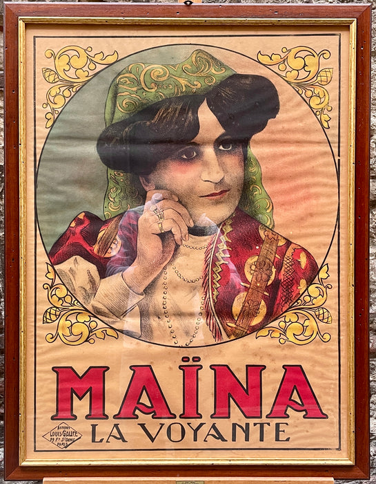 Manifesto Maina La Voyante pubblicitario Affiches Louis Galice Paris 1920 ca
