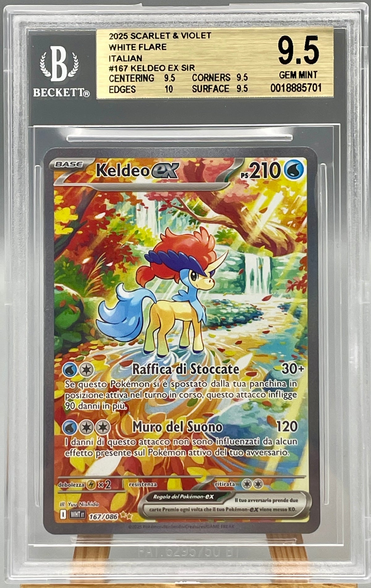 BGS 9.5 Keldeo Ex 167/086 Pokemon 2025 Card Ita WHT gradata