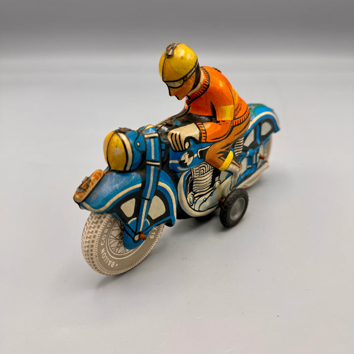 Gioco latta Motocicletta a frizione en1263 blu 1970 ca