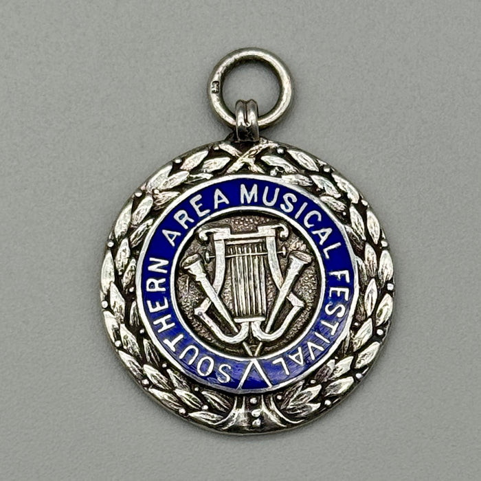 Medaglia da orologio argento sterling Watch Fob Southern Area Musical Festival 1931