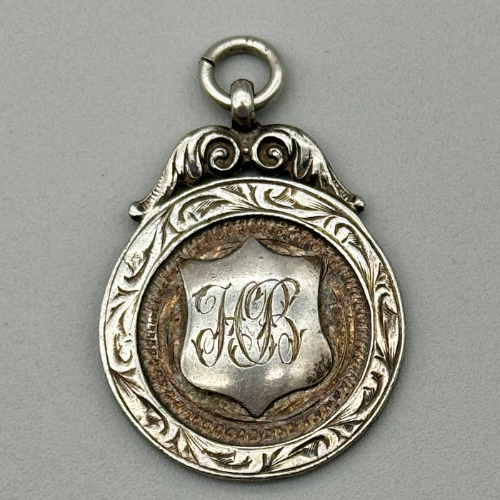 Medaglia da orologio argento sterling Watch Fob Back Stroke nuoto dorso 1923