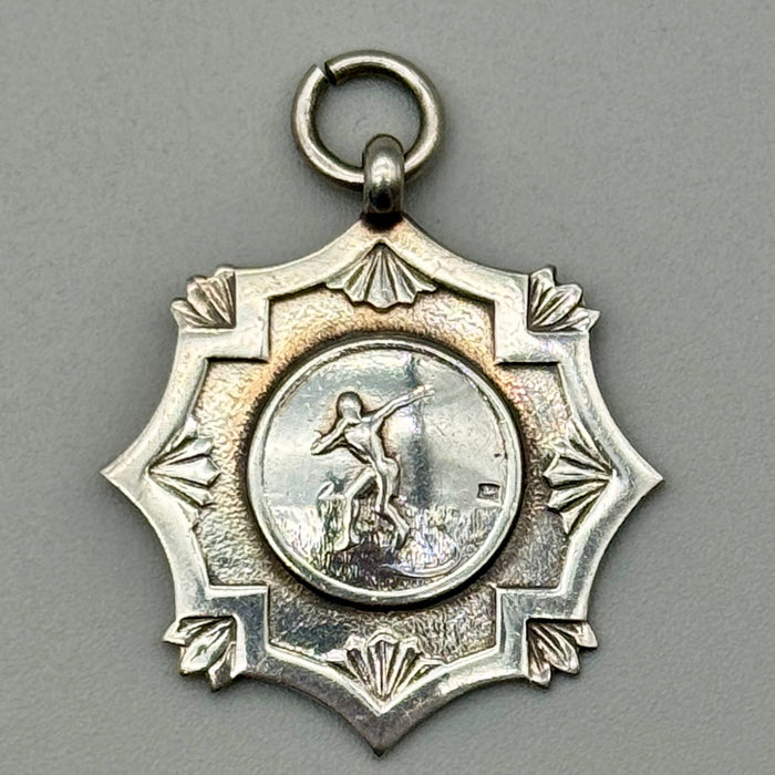 Medaglia da orologio argento sterling Watch Fob lancio del peso 1958