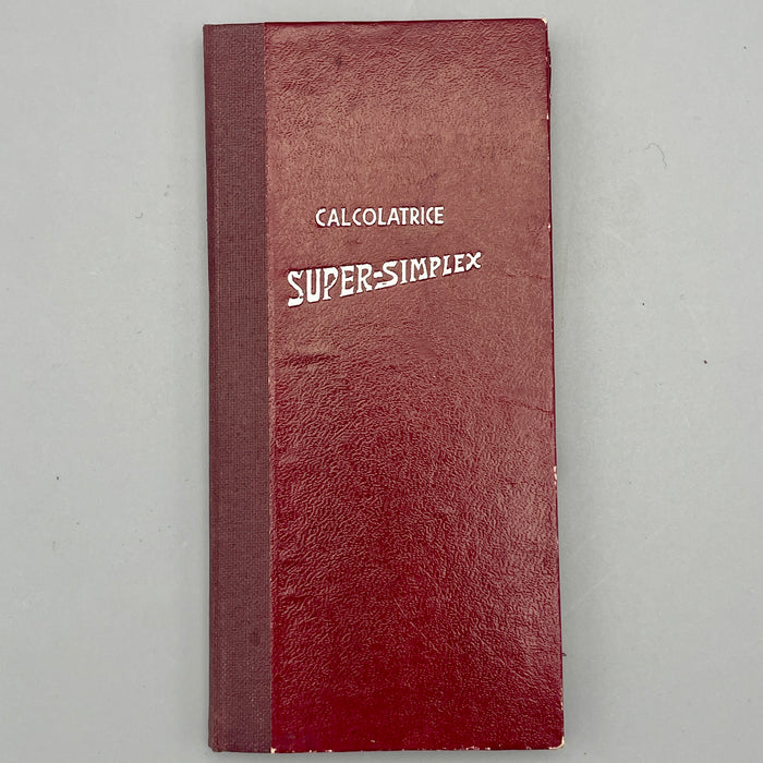 Super Simplex calcolatrice portatile meccanica con pennino e custodia 1940 ca