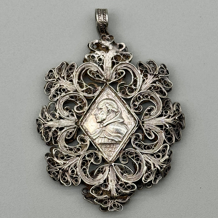 Medaglia devozionale in argento S. Pietro d'Alcantara & S. Maria Maddalena de' Pazzi Firenze 1669