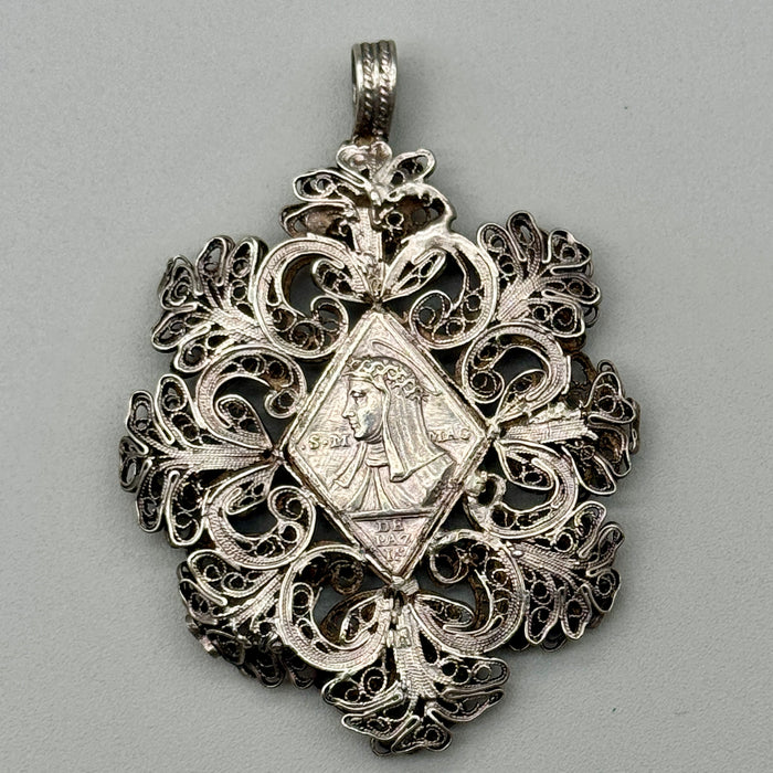 Medaglia devozionale in argento S. Pietro d'Alcantara & S. Maria Maddalena de' Pazzi Firenze 1669