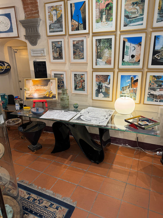 Wave Tonin tavolo nero e vetro allungabile design Studio 48 anno 2020 ca