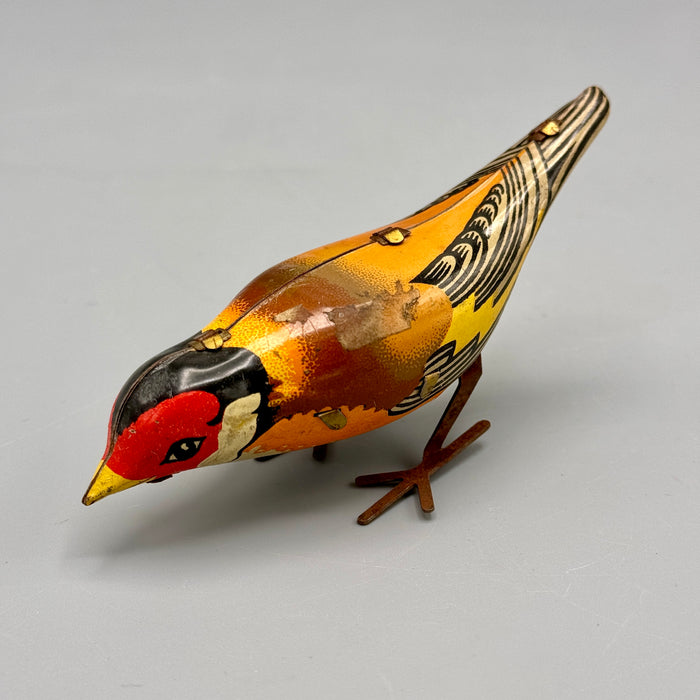 Gioco latta Vogel 5900 Cardellino che becca carica manuale 1960 ca