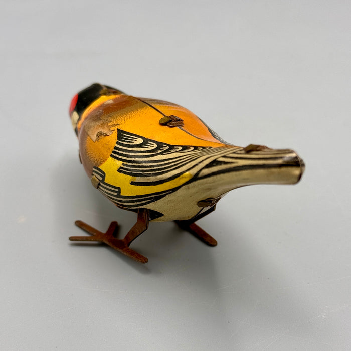 Gioco latta Vogel 5900 Cardellino che becca carica manuale 1960 ca