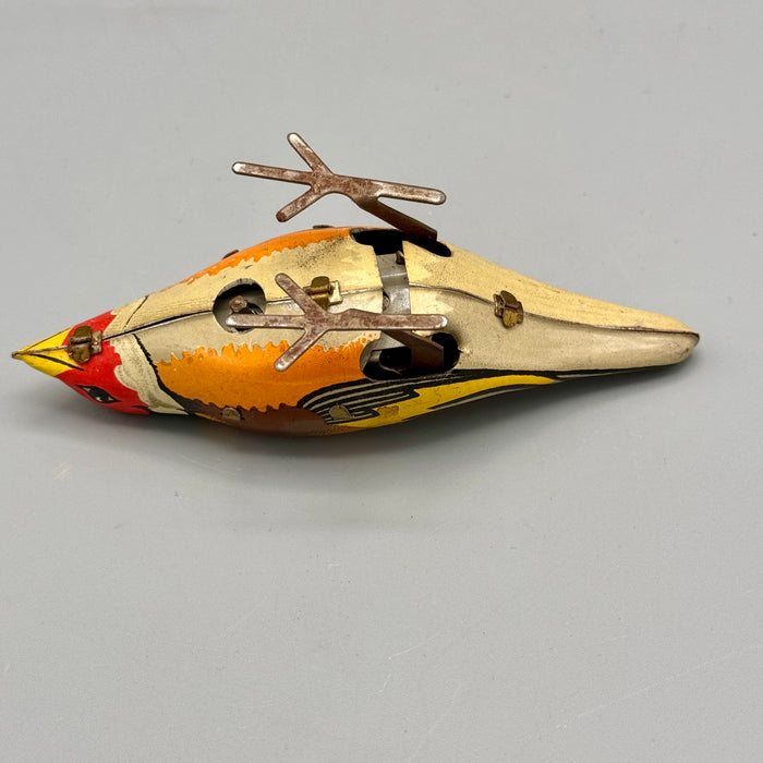 Gioco latta Vogel 5900 Cardellino che becca carica manuale 1960 ca