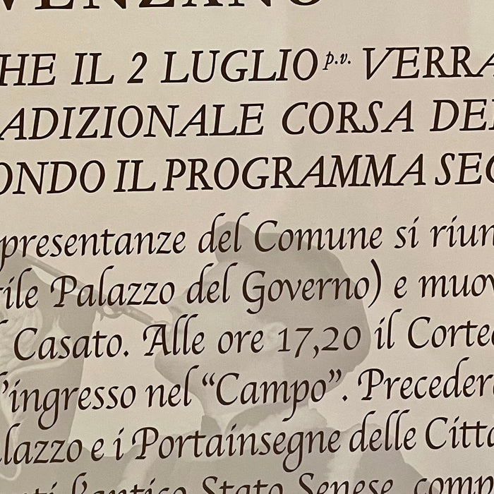 Manifesto Palio di Siena Contrada della Tartuca grafiche Ticci 2 Luglio 2009