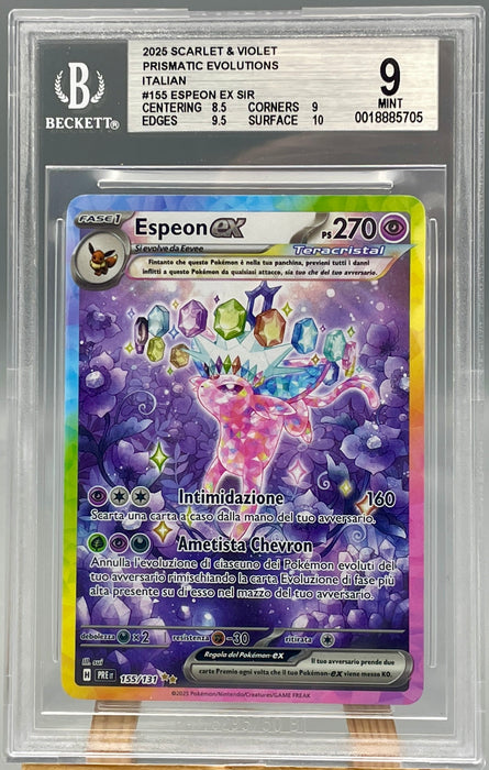 BGS 9 Espeon ex 155/131 Pokemon Card Ita Evoluzioni Prismatiche gradata Beckett 2025