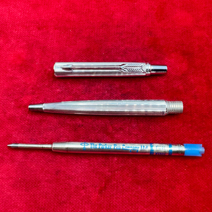 Parker Jotter penna sfera placcata argento lavorata Francia 1990 ca