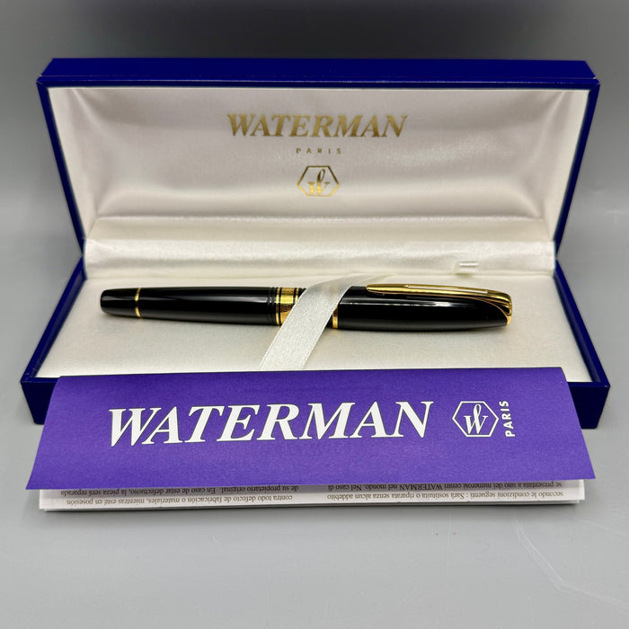 Waterman Charleston ebony black GT penna sfera con scatola Francia 2000 ca
