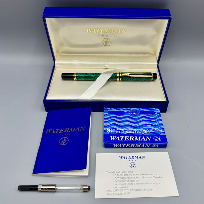 Waterman Man 200 Rhapsody penna stilografica resina verde con scatola Francia 2000 ca