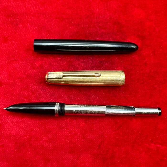 Parker 51 penna stilografica cappuccio oro UK 1970 ca