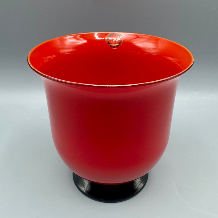Vaso Venini modello Anni Trenta rosso nero vetro Murano 2001