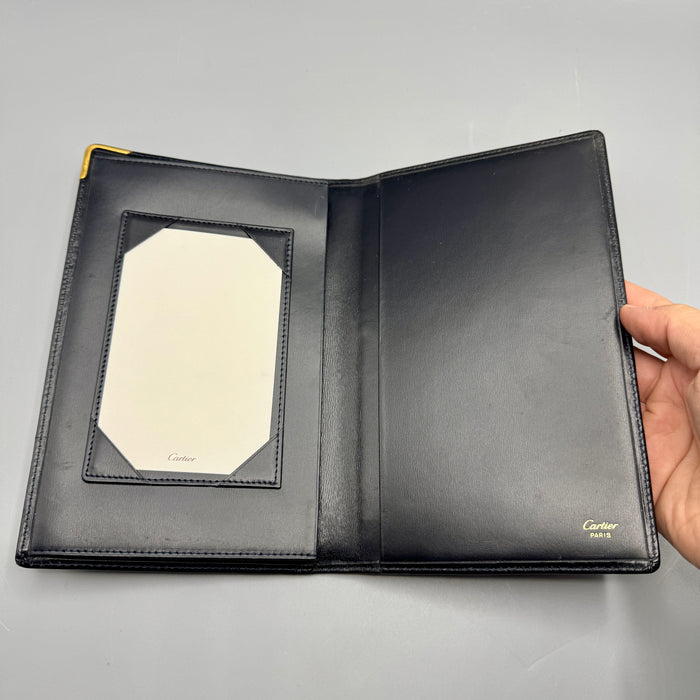 Cartier porta documenti in pelle nera 1990 ca