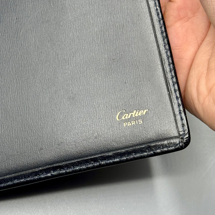 Cartier porta documenti in pelle nera 1990 ca