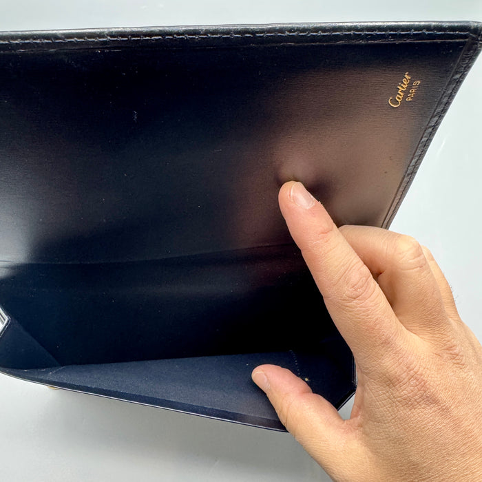 Cartier porta documenti in pelle nera 1990 ca