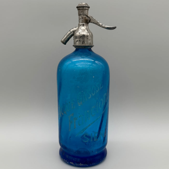 Francioni Siena seltz sifone vetro blu 1900 ca