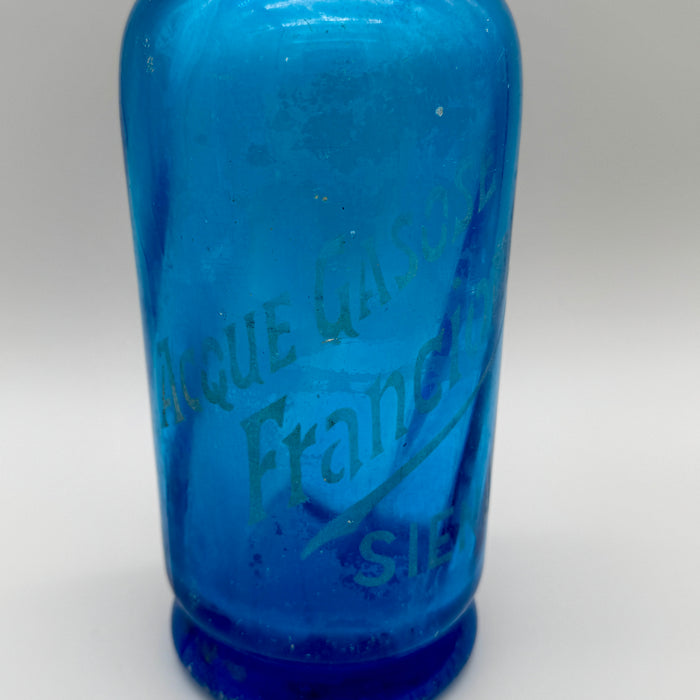Francioni Siena seltz sifone vetro blu 1900 ca