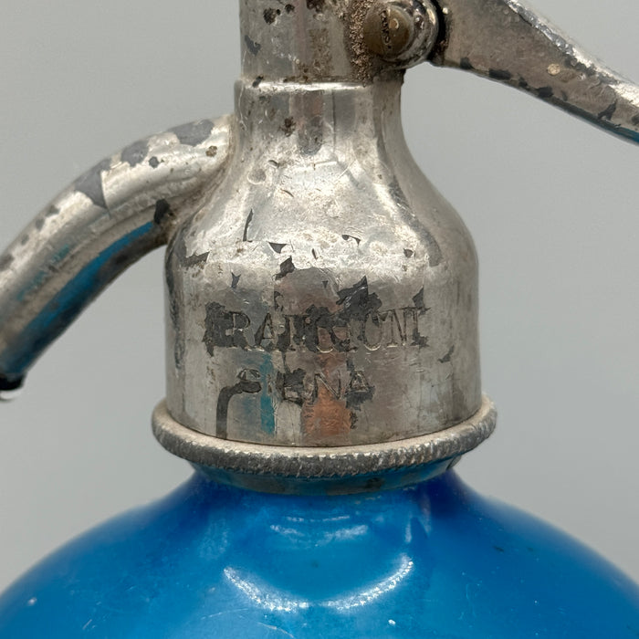 Francioni Siena seltz sifone vetro blu 1900 ca