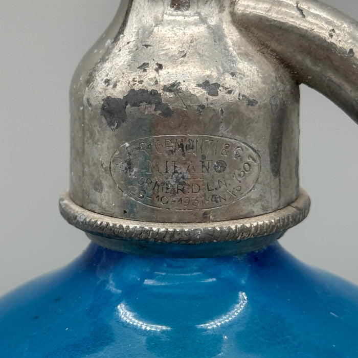 Francioni Siena seltz sifone vetro blu 1900 ca