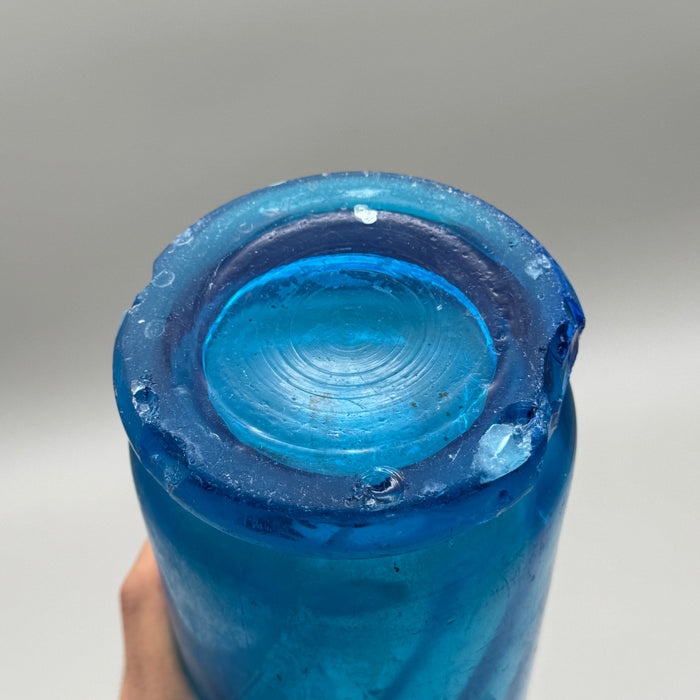Nuova Fabbrica Acque Gasose Siena seltz sifone XL vetro blu 1900 ca