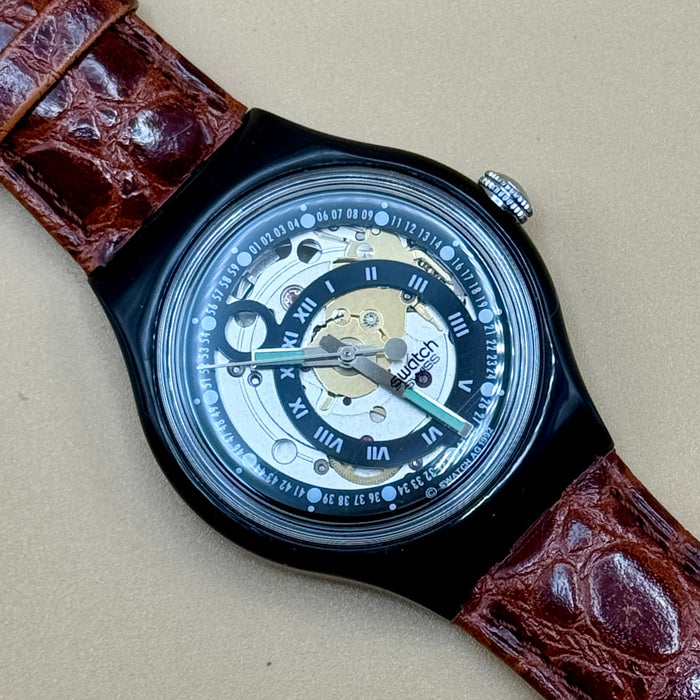 Swatch "Chrono Black Circles" SAB 102 orologio automatico 37 mm Swiss 1993