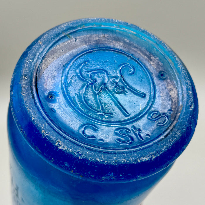 Francioni Siena seltz sifone XL vetro blu 1900 ca