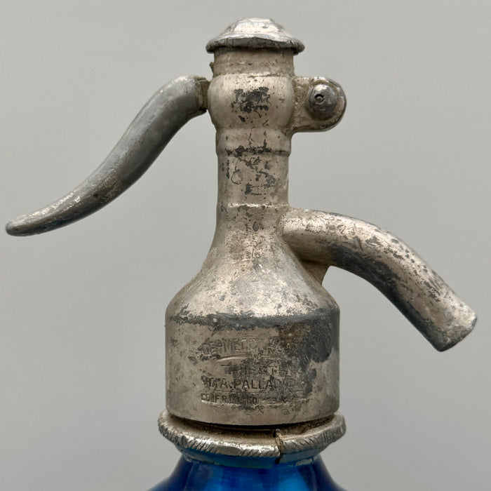 Francioni Siena seltz sifone XL vetro blu 1900 ca