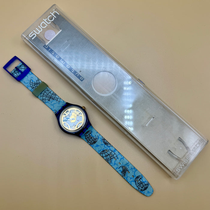 Swatch "Mappamondo" SAN 101 orologio quarzo 37 mm Swiss 1992