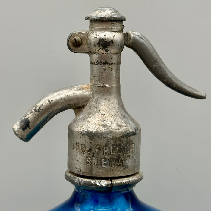 Francioni Siena seltz sifone XL vetro blu 1900 ca